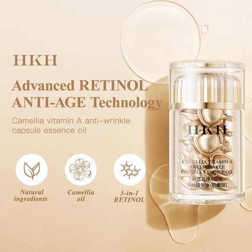 HKH Triple Retinol Anti-Aging Capsules Serum for Face, Stocking Stuffers Camellia,Niacinamide,Anti-Wrinkle Vitamin C For Women To Tighten Sagging Skin,Reduce Fine Lines Essential moisturizing essence