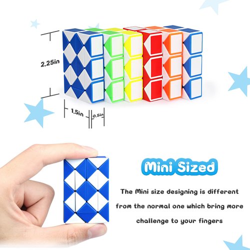 Ganowo 18 Pack Fidget Snake Cube Mini Twist PuzzleToys for Kids Teens Stocking Stuffer, Birthday Party Favors, Goodie Bags Fillers, Classroom Rewards, Random Colors
