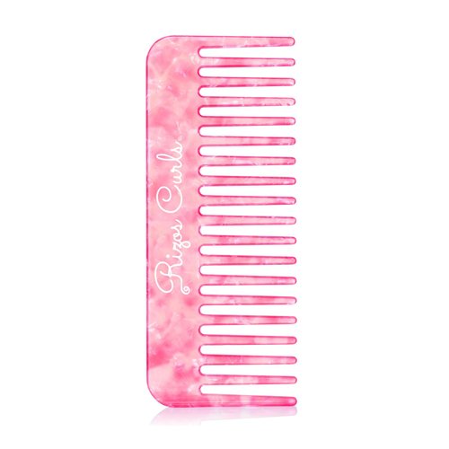 Rizos Curls Wide Tooth Styling Comb, Shower Comb for Detangling, Parting & Styling Comb, Gentle Comb for all Hair Textures, Pink