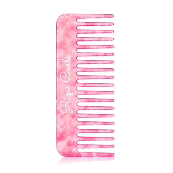 Rizos Curls Wide Tooth Styling Comb, Shower Comb for Detangling, Parting & Styling Comb, Gentle Comb for all Hair Textures, Pink