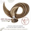 Hetto U Tip Hair Extensions Real Utips Dark Brown Highlight Caramel Blonde Pre Bonded Straight Hair Extensions Keratin U Tip 18 Inch 50g 50 Strands #4/27