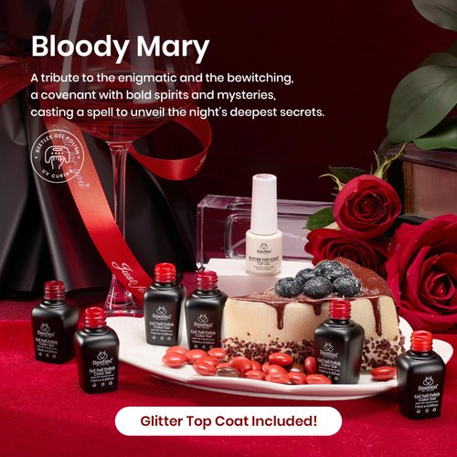 Beetles Red Gel Nail Polish- 6 Colors Popular Shimmer Red Burgundy Gel Polish Kit Nail Art Design Soak Off Uv LED Gel Nail Kit Minicure DIY Home Gifts for Mom