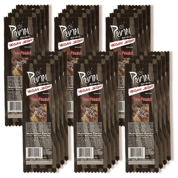 Primal Spirit, Vegan Meat Alternative Jerky, Thai Peanut Flavor, 1 oz
