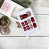 Square Christmas Press on Nails Medium length Acrylic Fake Nails with Nail Glue Matte Artificial False Nails Snowflake Sled Stripe Design Stick on Nails for Women Girls Manicure Decorations 24Pcs（Red）