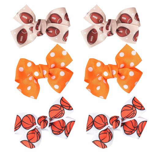 Rugby Basketball Hair Bows Cheer Hair Accessories for Girls Sports Themed Hair Clips for Thin Thick Hair Barrettes No Slip Bow for Cheerleader Hair Bows for Women Girl