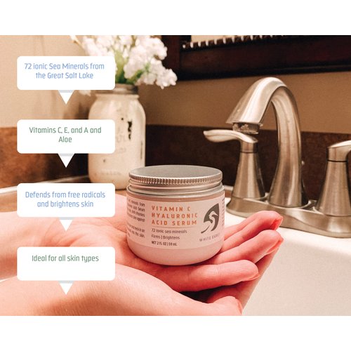 White Egret Radiant Glow Hyaluronic Acid Serum with Vitamin C - 2 Fl Oz | Anti-Aging Skincare for Women | Hydrating, Firming, and Brightening Formula