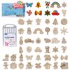 JIALEIXI Wooden DIY Christmas Ornaments, 42PCS Christmas Tree Decorations, Wooden Art Magnets Crafts Painting Kit Hanging Decorations for Home Party Holiday Indoor