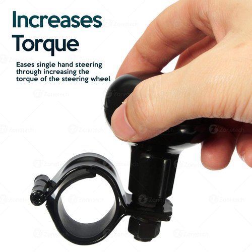 Vehicle Steering Wheel Spinner Knob - Zone Tech Suicide Classic Black Premium Quality Steering Wheel Spinner with Power Handles Universal Fit