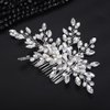 Teyglen Bridal Rhinestone Wedding Hair Comb Silver Crystal Pearl Side Comb Bridal Hair Piece Wedding Hair Accessories for Women Girls