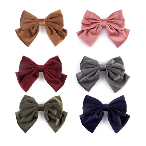 JIAHANG Velvet Hair Bow Clips Thick Hair Velour Big Bowknot Barrettes，French Style Hair Accessori...