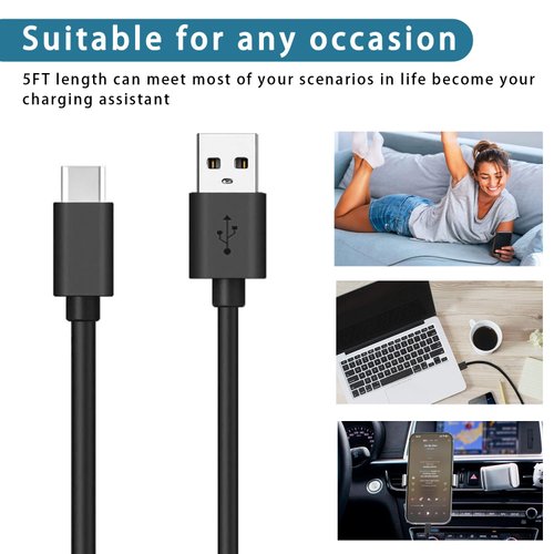 DIIMO USB Fast Charger for TCL 30 SE, TCL 40 X 5G, TCL 40 XE, 20 Pro 5G, 20S, 20 SE, 10L, 10 Plus, 10 SE, 10 Pro, 405, 30XL 2022, 40R, TCL FLIP PRO, FLIP, FLIP 2 Charger Charging Cable Cord Type C