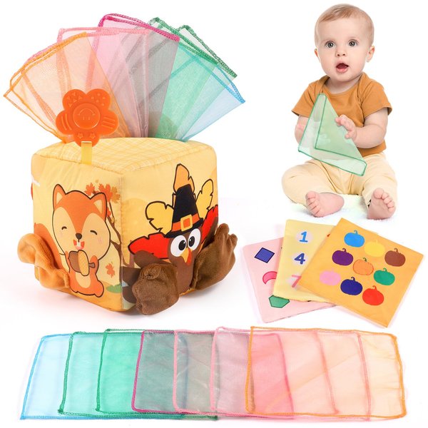 Melonegg Thanksgiving Baby Toys 6-12 Months Montessori Toys Baby Tissue Box Toy for Babies, Thanksgiving Gift for Boys Girls Autumn Thanksgiving Party Favor Thanksgiving Harvest Gifts
