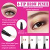 Eyebrow Pencil with 4 Micro-Fork Tip Precision Application Waterproof Smudge-Proof 24H Long-Lasting & Easy Glam Look Eyebrow Pen - 2# Dark Brown (A Trendy Shade)