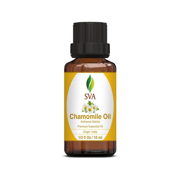 SVA Chamomile Essential Oil – 1/3 Fl Oz – 100% Natural Chamomile Oil - for Diffuser, Hair Care, Face, Skin Care, Aromatherapy, Scalp and Body Massage, Soap and Candle Making