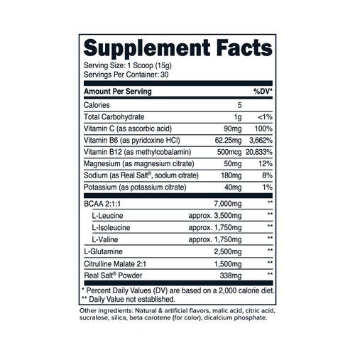 Primaforce BCAA Powder (Pineapple Mango) (30 Servings) - 7000MG 2:1:1 BCAAs, Post-Workout Recovery Drink with Amino Acids and Real Salt for Men & Women