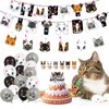 137pcs Cat Birthday Decorations Cat Themed Party Supplies - Banner Plates Napkins Hanging Swirls Kitten Balloons Cake Cupcake Toppers Tablecloth Stickers for Kids Girls Party Decor (Black+White)