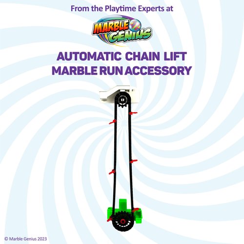 Marble Genius Automatic Chain Lift - The Perfect Marble Run Accessory Add-On Set for Creating Exciting Mazes, Tracks, and Races - Endless Fun, and Creativity, Experience The Thrills of Marble Racing
