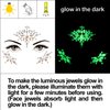 4 Sheets Euphoria Face Gems, 10g Chunky Glitter, Rhinestones Jewels Stickers Glow in The Dark-Luminous Gems Body Makeup for Music Festivals Rave Carnival Cosplay (2Luminous)
