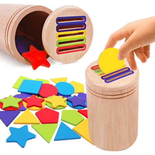 MTTIERY Montessori Wooden Learning Color Sorting Toys for 3 Year olds Learning Toys for Toddlers 3 4 5 Fine Motor Skills Sensory Toys Color & Shape Sorting Sensory Matching Game Baby Gift