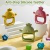 3 Pack Baby Teether Teething Toys for Babies 0-6 Months Baby Teething Toy Silicone Anti Dropping Infant Hand Teether Pacifiers Wrist Hand Chew Toys for Sucking Needs (Olive Green, Red, Yellow, Chick)