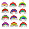 20 Packs Bulk Rainbow shape Fidget Bubble Mini Pop Fidget Keychain，Summer Birthday Party Favors Supplies and Student Prizes