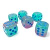 Gemini Dice Block | Set of 12 Size D6 Dice Designed for Board Games, Roleplaying Games and Miniature Games | Premium Quality 16 mm Dice | Luminary Gel Green, Pink and Blue Color | Made by Chessex
