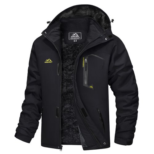 MAGCOMSEN Ski Jacket Men Winter Coats Winter Jacket Warm Jacket Waterproof Jacket Tactical Jacket Winter Parka with Hood Rain Jacket Rain Coats Warm Jacket Black
