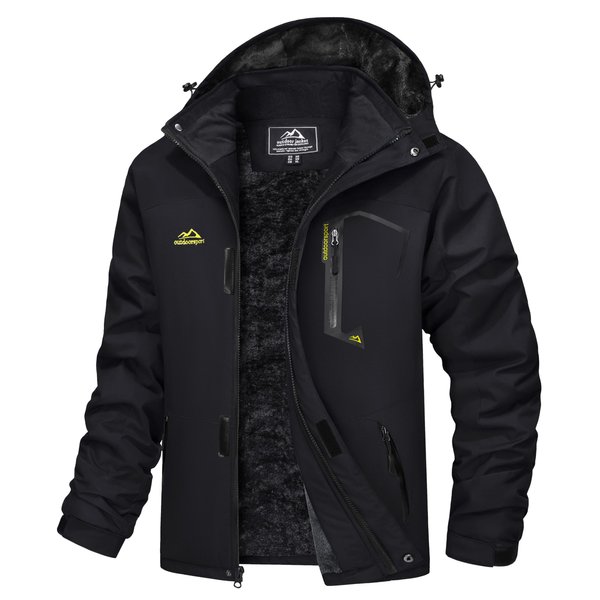 MAGCOMSEN Ski Jacket Men Winter Coats Winter Jacket Warm Jacket Waterproof Jacket Tactical Jacket Winter Parka with Hood Rain Jacket Rain Coats Warm Jacket Black