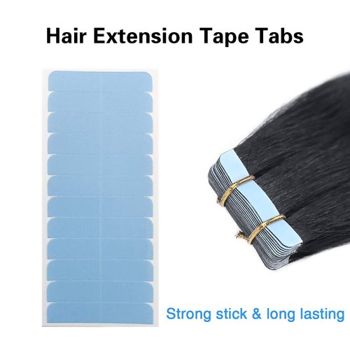 120 Pieces Hair Extension Tape Tabs Double Sided Replacement Tape Adhesive Hair Extension Tapes for Hair Extensions Wigs Supplies (Blue)