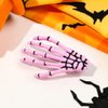 AKOAK 2 Pairs (4 Pcs) Halloween Hair Clip with Skeleton Hand Claw, Female Hair Styling Accessories for Girls (Pink)