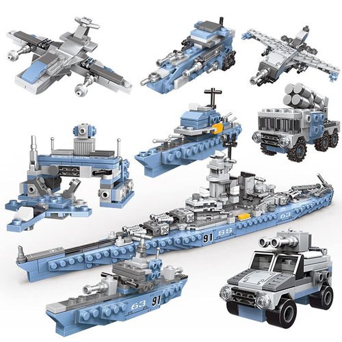 MEOA Military Army Building Toys for 3 4 5 6 7 8 9 10 11 12+ Year Old Boys 8IN1 USS Missouri Battleship Stem Building Blocks Military Bricks 25 Models Engineering Building Kits Educational Toys