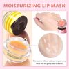 Bee Lip Balm Honey Pot,3 PCS Strawberry&Honey&Watermelon Lip Sleeping Mask,Hydrating Prevention Dry and Cracked Lip Scrubs Exfoliator Lip Care,Moisturizing Lip Mask Overnight Reduces Lip Lines