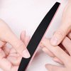 LNAUJS 3 Pack 100/180 Grit Nail Files, Reusable Black Half Crescent Shape Nail Buffer Tools