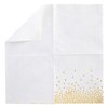 Juvale 100 Pack Disposable White and Gold Paper Cocktail Napkins for Wedding Reception, Polka Dot Party Supplies (5 x 5 In)
