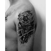 Oottati 6 Sheets Temporary Tattoo Stickers Muscle Men Black 3D Mechanical Metal Arm Hollow Gear Shoulder Leg