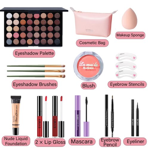 Makeup Set for Women, Makeup Full Kit for Beginners & Professionals, Travel Makeup Set for Teens & Adults, Makeup Gift Set for Girls, Eyeshadow Palette, Lip Gloss, Face Makeup, Eye Makeup