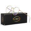 Kursan Blue Light Blocking Glasses for Women Men Retro Round Clear Lens Eyeglasses (Gold)