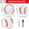 gisgfim 96 Pcs Baseball Party Supplies Bundle Paper Plates Napkins Baseballs Party Birthday Decorations Favors For Girls Serves 24