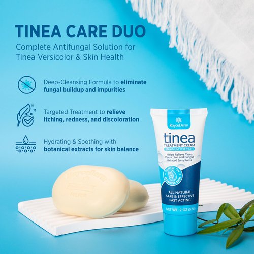 Tinea Versicolor Relief Cream & Soap: Clinically Proven Treatment for Tinea Versicolor, Athlete’s Foot, Ringworm, and Fungal Skin Conditions – Soothes, Cleanses, and Restores Skin Health
