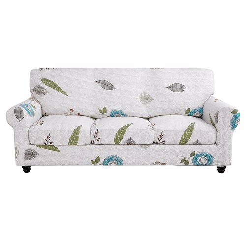 SearchI Stretch Sofa Cover Printed Couch Cover, Floral Pattern 4 Pieces Sofa Slipcover with 3 Separate Cushion Cover, Washable Furniture Protector for Living Room(Sofa, Autumn Leaves)