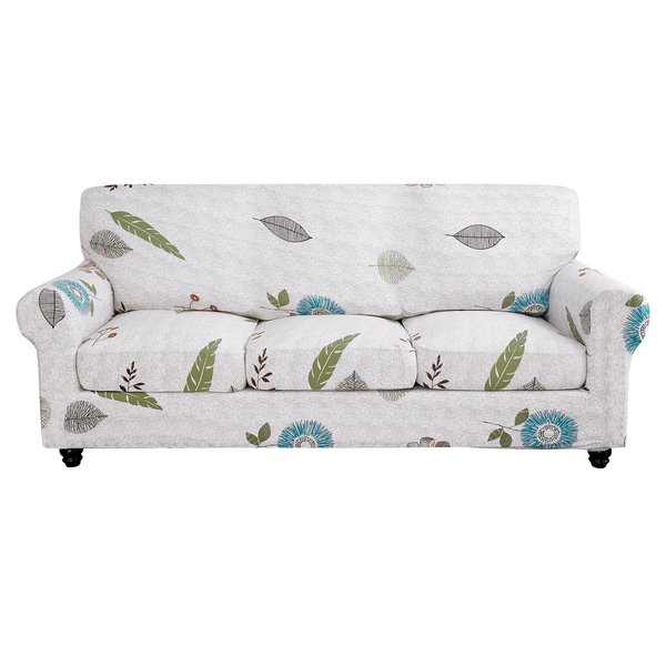 SearchI Stretch Sofa Cover Printed Couch Cover, Floral Pattern 4 Pieces Sofa Slipcover with 3 Separate Cushion Cover, Washable Furniture Protector for Living Room(Sofa, Autumn Leaves)