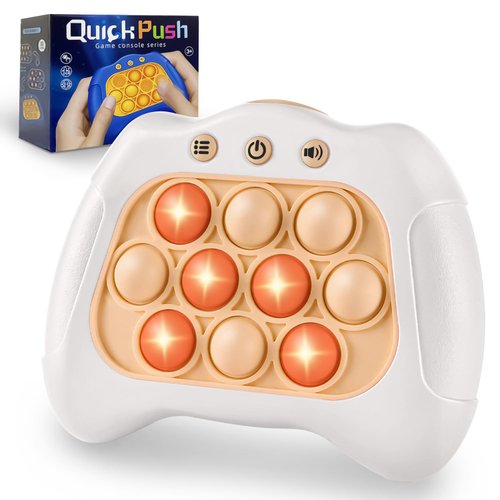 Infowush Pop Fidgets Game Toys,Handheld Game for Kids 6-8,Quick Push Game,Bubble Stress Pop Light Up Game Birthday Gifts for Boys Girls Teens White