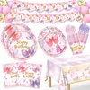 Butterfly Birthday Decorations, 146Pcs Butterfly Party Supplies-Serves 24 with Butterfly Plates Napkins Cups Tablecloth and Banner for Butterfly Girl Birthday Decorations