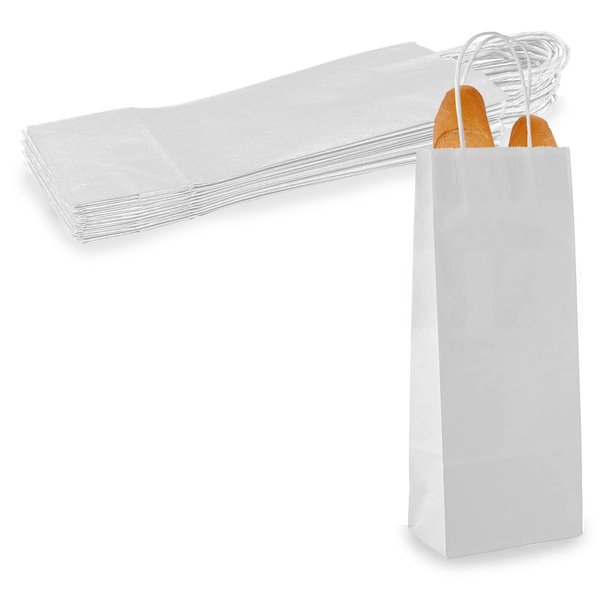 MT Products White Paper Bags with Handle - 5.25" x 3.25" x 13.13" Wine Gift Bag - Pack of 12