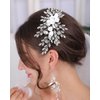 Rumtock White Flower Hair Comb with Rhinestones Hair Piece Wedding Bridal Handmade Hair Jewelry