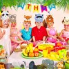 24 Pcs Animal Birthday Party Hats Animal Headbands Jungle Safari Animal Paper Party Crown for Girls Kids (Assorted Animals)