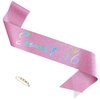 ZHBDPaty 'Sweet 16' Birthday Sash Pink Glitter with Pearl Pin Funny Party Favors Decorations For Girl Women Gift Ideas