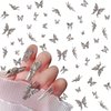 Eseres 50Pcs Butterfly Nail Charms 3D Silver Butterflies Charms for Nails Alloy Nail Art Supplies for Nails Art Decoration DIY Crafts