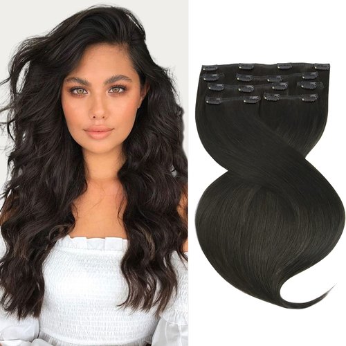 Marat Hair Extensions Clip in Human Hair, Dark Brown Clip in Hair Extensions 20 inch 120g Straight Clip in Hair Extensions Human Hair