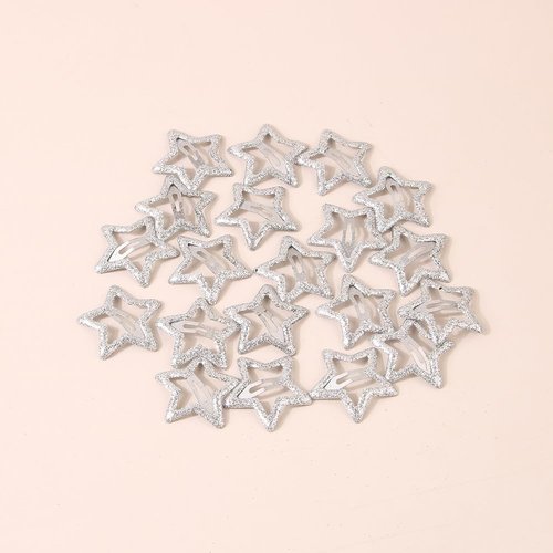 20 Pcs 1.26'' Star Hair Clips Snap, Non Slip Star Clips for Girls Women Star Hair Clips Y2K Accessories Silver Metal Hair Clips Star Hair Barrettes Star for Women Star Hair Clip, Sparkling Star